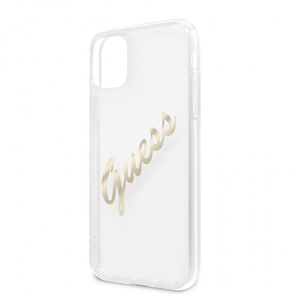 Guess iPhone 11 Skal Vintage Script Guld Klar
