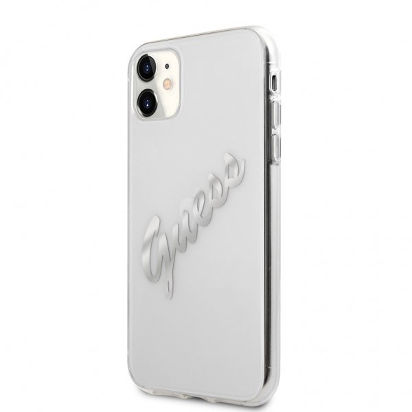 Guess iPhone 11 Skal Vintage Script Silver Klar