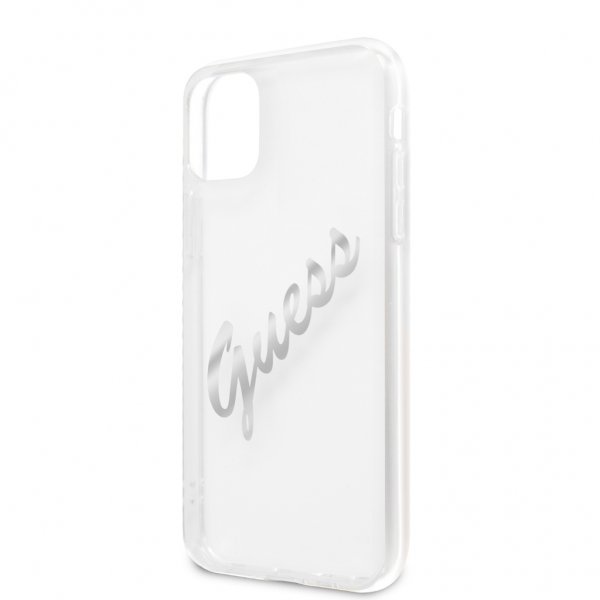 Guess iPhone 11 Skal Vintage Script Silver Klar