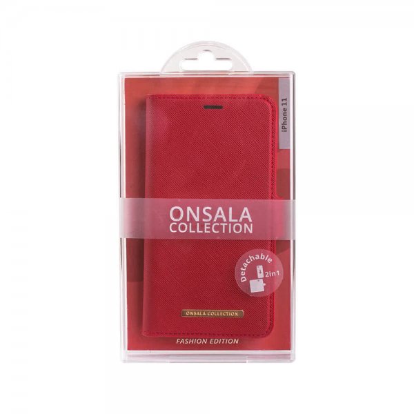 Onsala iPhone 12 Mini Fodral Fashion Edition Löstagbart Skal Saffiano Red