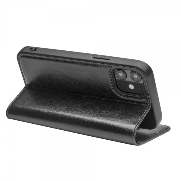 Qialino iPhone 12/iPhone 12 Pro Fodral Äkta Läder Svart