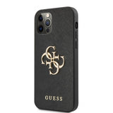 Guess iPhone 12/iPhone 12 Pro Skal 4G Logo Saffiano Svart