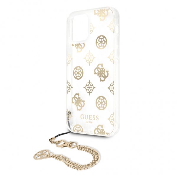 Guess iPhone 12/iPhone 12 Pro Skal Chain Peony Guld