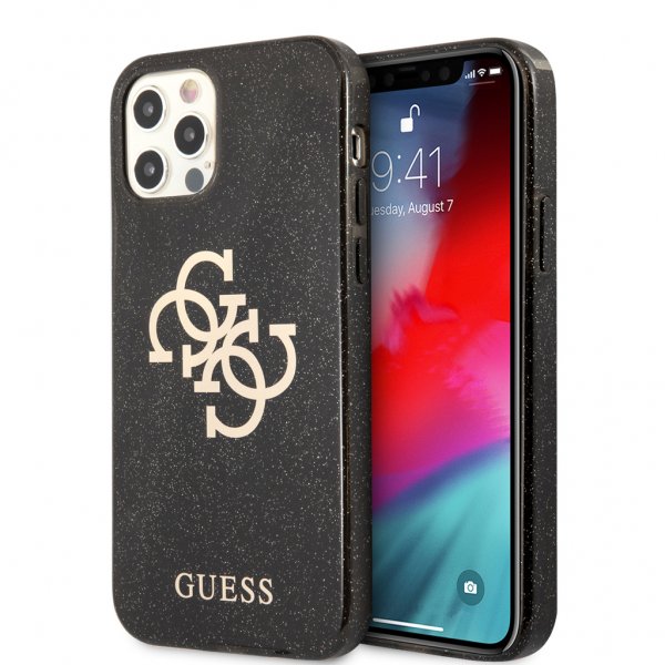 Guess iPhone 12/iPhone 12 Pro Skal Full Glitter Svart