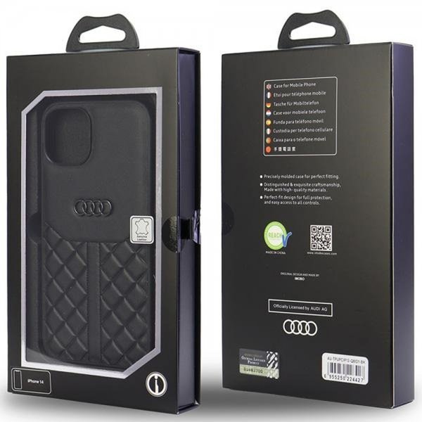 Audi iPhone 12/iPhone 12 Pro Skal Genuine Leather Case Svart