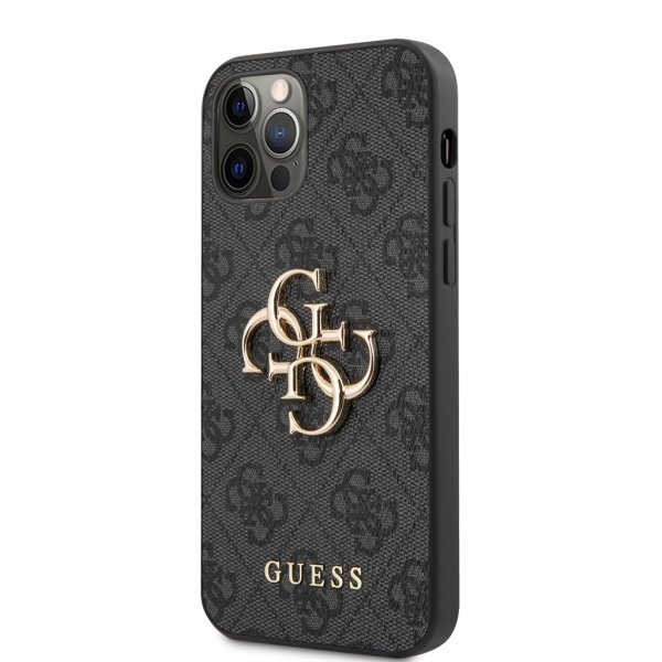 Guess iPhone 12/iPhone 12 Pro Skal Metal Logo Grå