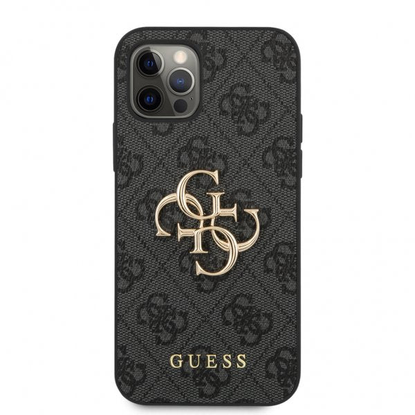 Guess iPhone 12/iPhone 12 Pro Skal Metal Logo Grå