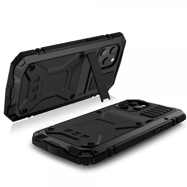 R-JUST iPhone 12/iPhone 12 Pro Skal Metall Stöttåligt Svart