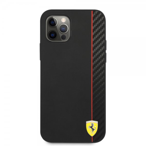 Ferrari iPhone 12/iPhone 12 Pro Skal On Track Carbon Stripe Svart