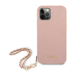 Guess iPhone 12/iPhone 12 Pro Skal Saffiano Chain Rosa