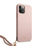 Guess iPhone 12/iPhone 12 Pro Skal Saffiano Chain Rosa