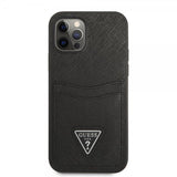 Guess iPhone 12/iPhone 12 Pro Skal Saffiano Double Cardslot Svart