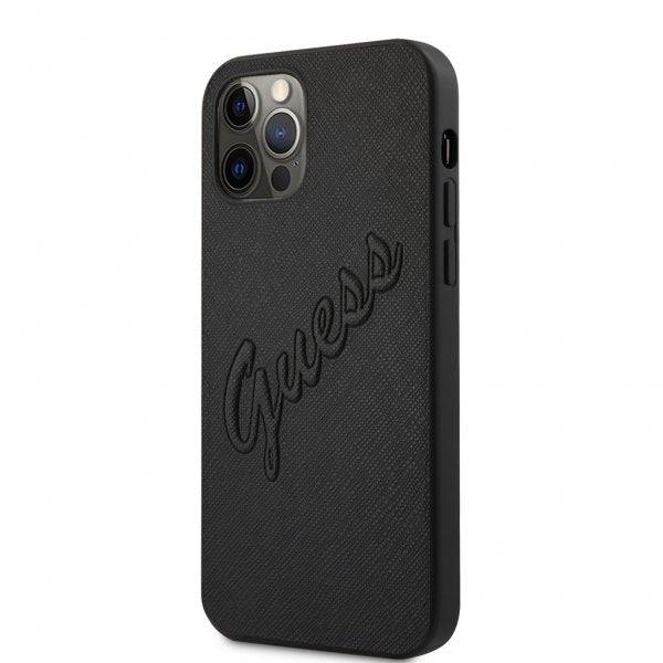 Guess iPhone 12/iPhone 12 Pro Skal Saffiano Vintage Script Svart