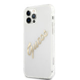 Guess iPhone 12/iPhone 12 Pro Skal Vintage Script Guld Klar