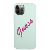 Guess iPhone 12/iPhone 12 Pro Skal Vintage Silicone Script Blå