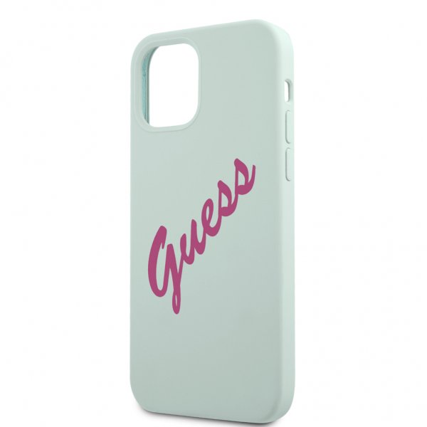 Guess iPhone 12/iPhone 12 Pro Skal Vintage Silicone Script Blå