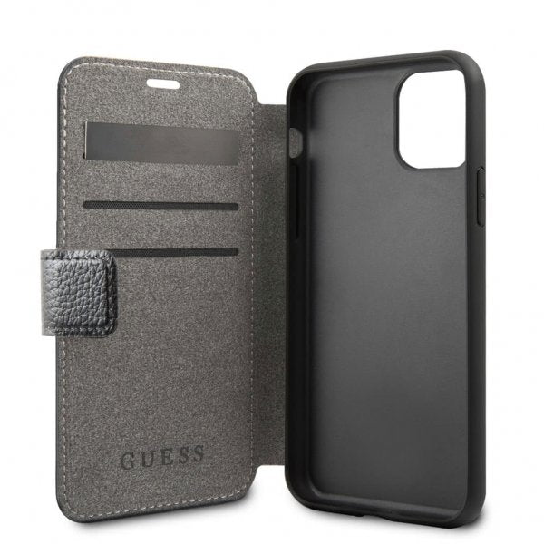 Guess iPhone 12/iPhone 12 Pro Fodral Lädertextur Svart