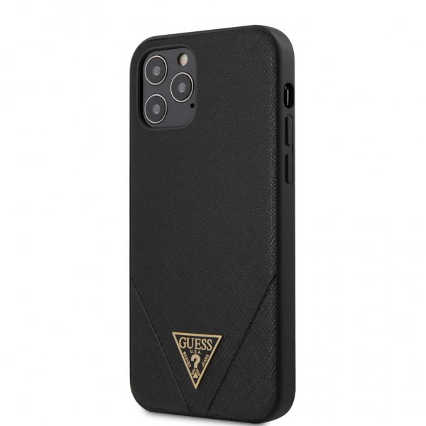 Guess iPhone 12/iPhone 12 Pro Skal Saffiano V Stitch Svart