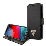Guess iPhone 12 Mini Fodral Gold Triangle Saffiano Svart