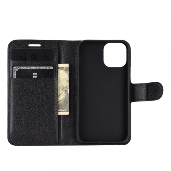iPhone 12 Mini Fodral Litchi Svart