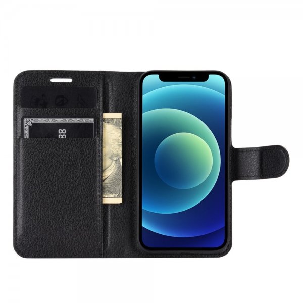 iPhone 12 Mini Fodral Litchi Svart