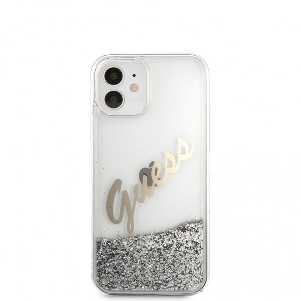 Guess iPhone 12 Mini Skal Liquid Glitter Vintage Silver
