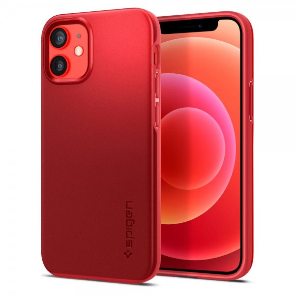 Spigen iPhone 12 Mini Skal Thin Fit Röd