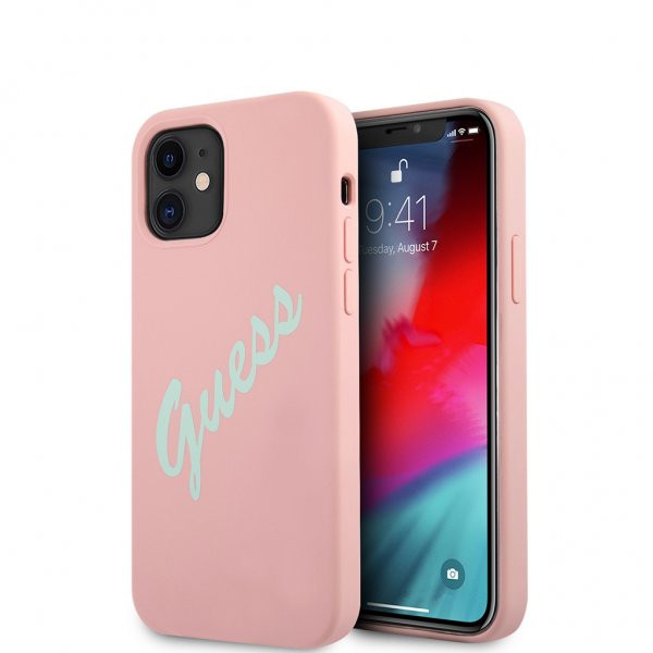 Guess iPhone 12 Mini Skal Vintage Silicone Rosa
