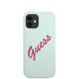 Guess iPhone 12 Mini Skal Vintage Silicone Script Blå