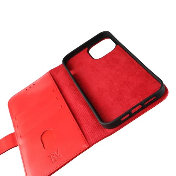 Rvelon iPhone 12 Pro Max Fodral Äkta Läder Röd