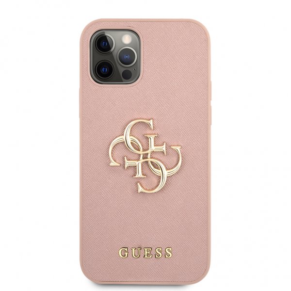 Guess iPhone 12 Pro Max Skal 4G Logo Saffiano Rosa