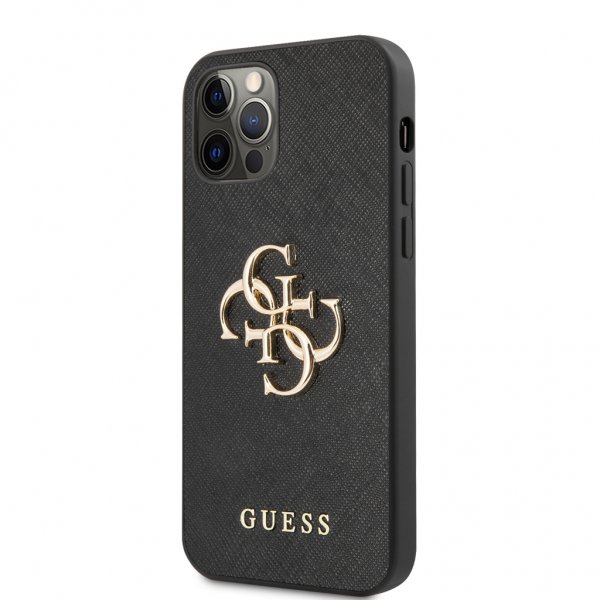 Guess iPhone 12 Pro Max Skal 4G Logo Saffiano Svart