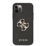 Guess iPhone 12 Pro Max Skal 4G Logo Saffiano Svart