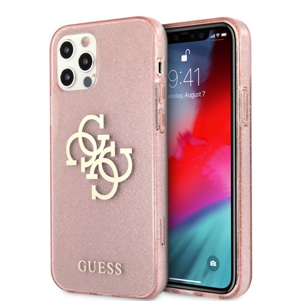 Guess iPhone 12 Pro Max Skal Full Glitter Rosa