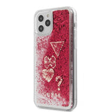 Guess iPhone 12 Pro Max Skal Liquid Glitter Charms Raspberry