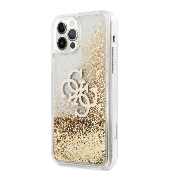 Guess iPhone 12 Pro Max Skal Liquid Glitter Guld Klar