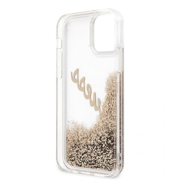 Guess iPhone 12 Pro Max Skal Liquid Glitter Vintage Guld