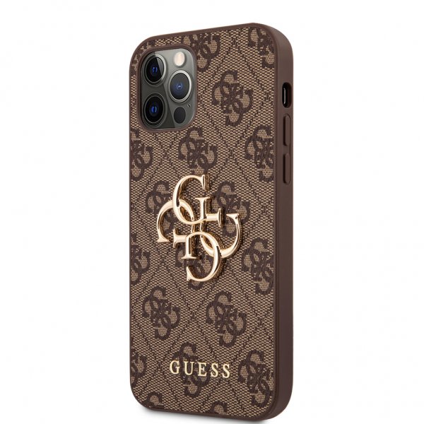 Guess iPhone 12 Pro Max Skal Metal Logo Brun