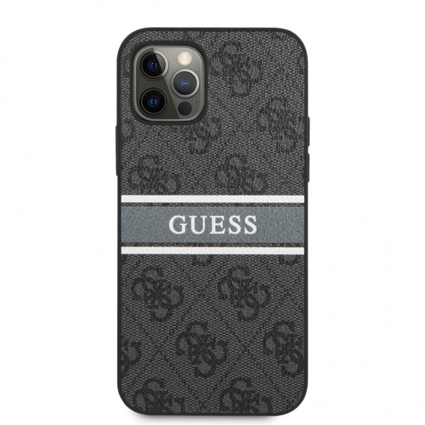 Guess iPhone 12 Pro Max Skal Printed Stripe Grå