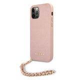 Guess iPhone 12 Pro Max Skal Saffiano Chain Rosa