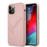 Guess iPhone 12 Pro Max Skal Saffiano Vintage Script Roseguld
