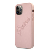 Guess iPhone 12 Pro Max Skal Saffiano Vintage Script Roseguld