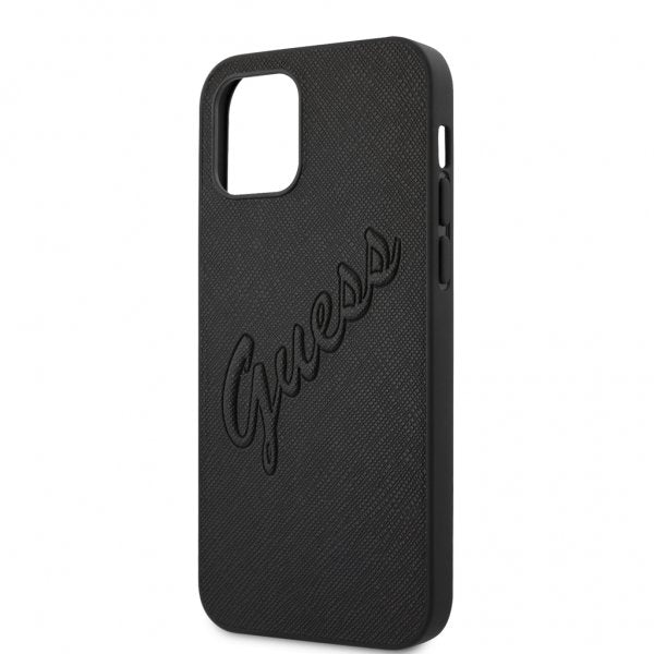 Guess iPhone 12 Pro Max Skal Saffiano Vintage Script Svart