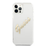 Guess iPhone 12 Pro Max Skal Vintage Script Guld Klar