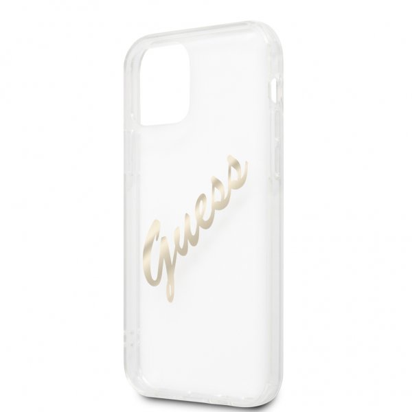 Guess iPhone 12 Pro Max Skal Vintage Script Guld Klar