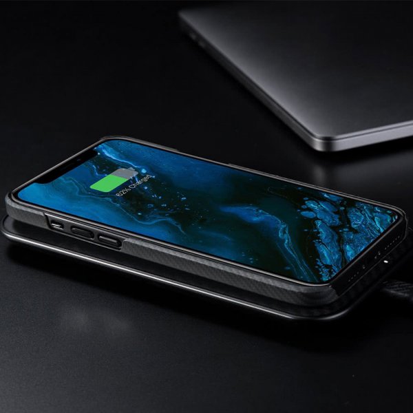 Pitaka iPhone 12/iPhone 12 Pro Skal MagEZ Case Svart/Grå Twill