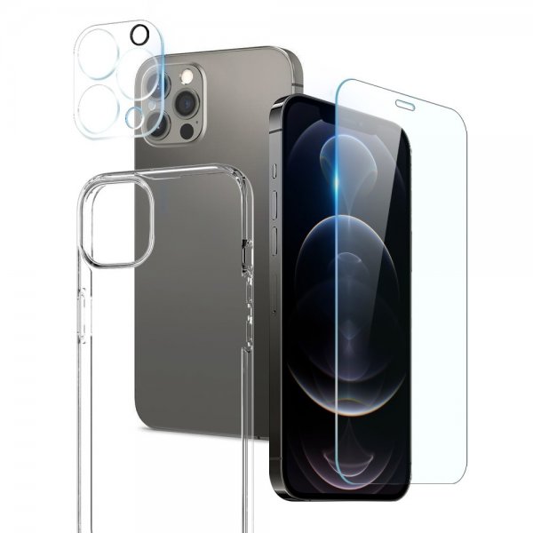 Northjo iPhone 12 Pro Skal med Skärmskydd och Kameraskydd 3-i-1
