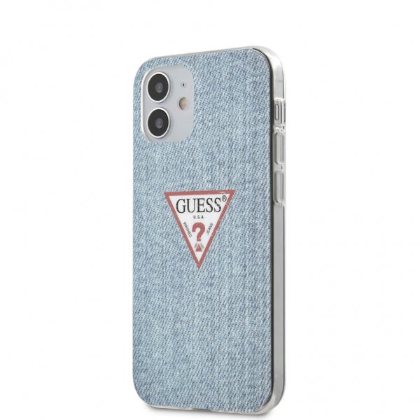Guess iPhone 12 Mini Skal Denim Triangle Ljusblå