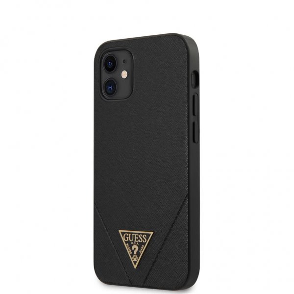 Guess iPhone 12 Mini Skal Saffiano V Stitch Svart