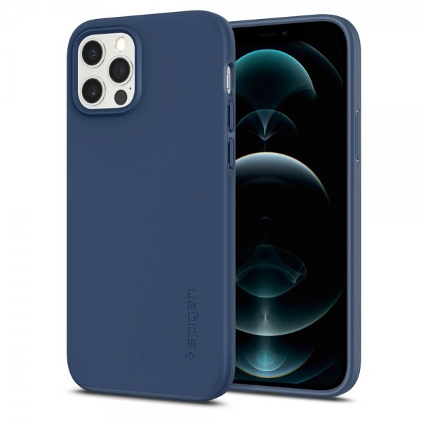 Spigen iPhone 12 Skal Thin Fit Deep Blue